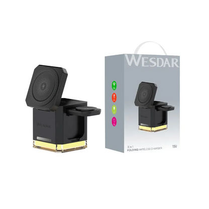 Caricatore 3 in 1da tavolo wireless con triplo sistema di carica a induzione per cellulare e smartwatch e AirPods